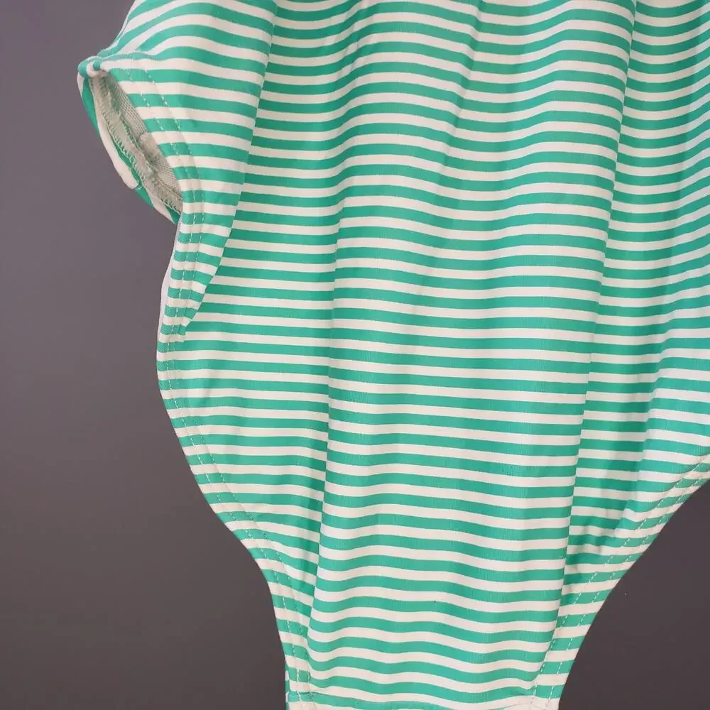Nip Tuck One Piece Swimsuit Womens 4 Green White Stripe Ruched Control
